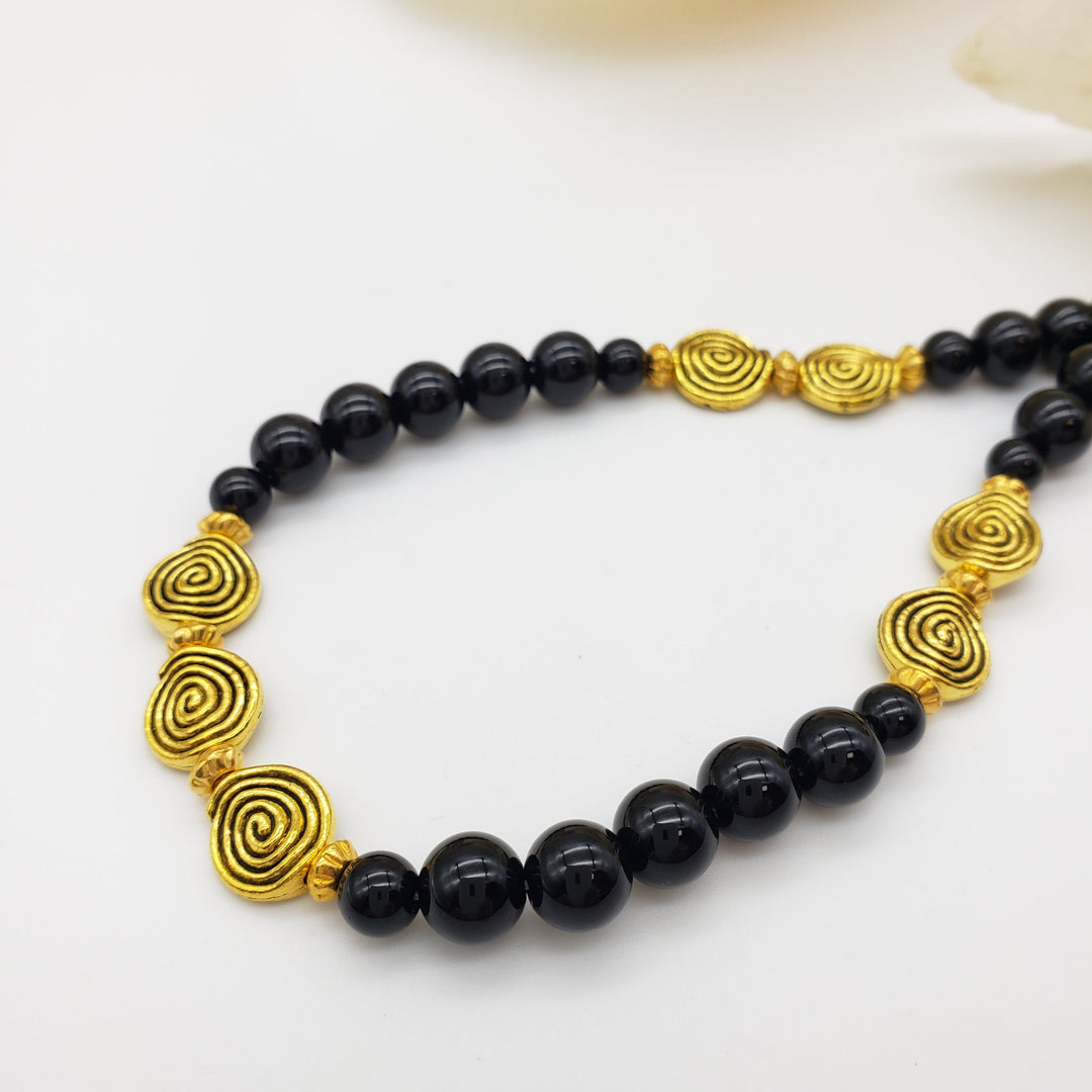 Klimt Inspired Onyx Spiral Necklace