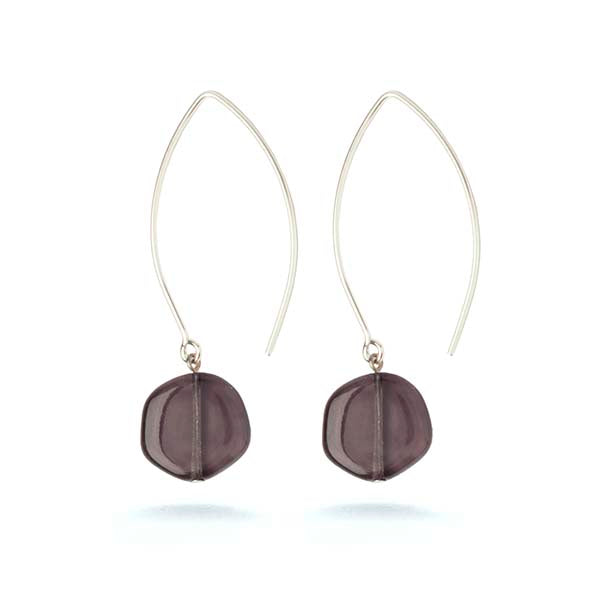 Smokey Coin Glass Earrings