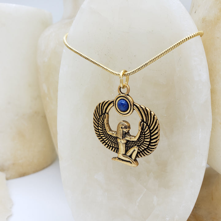 Egyptian Isis Pendant - Antique Gold Finish