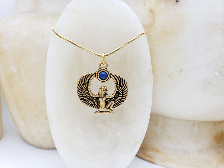 Egyptian Isis Pendant - Antique Gold Finish