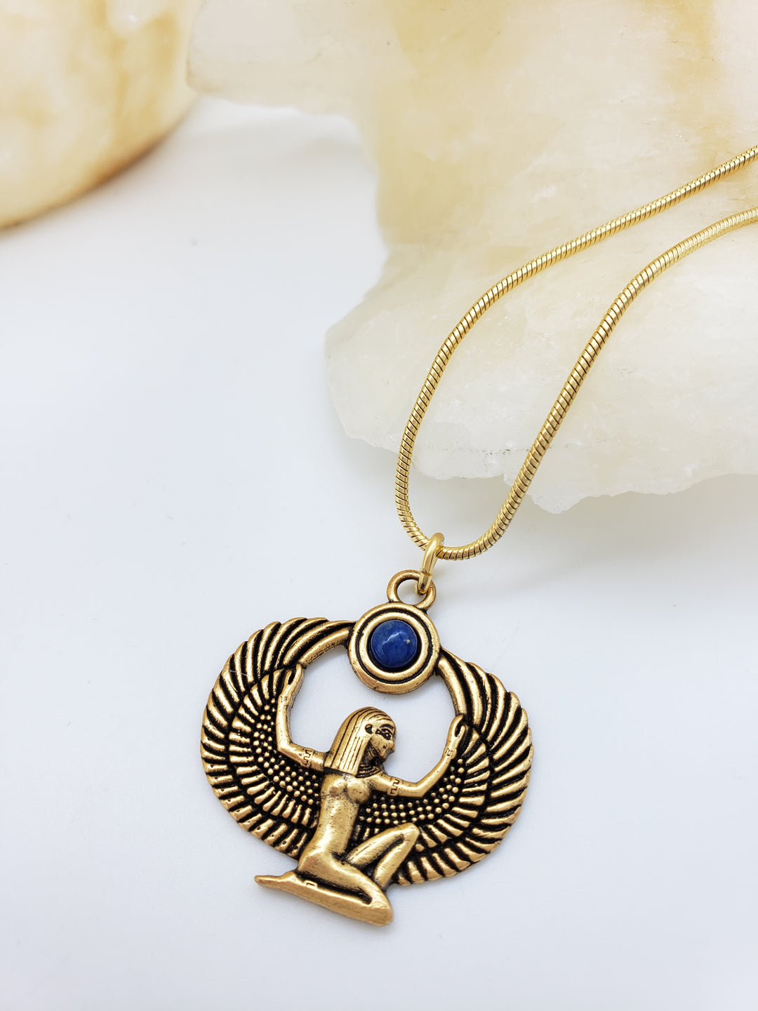 Egyptian Isis Pendant - Antique Gold Finish