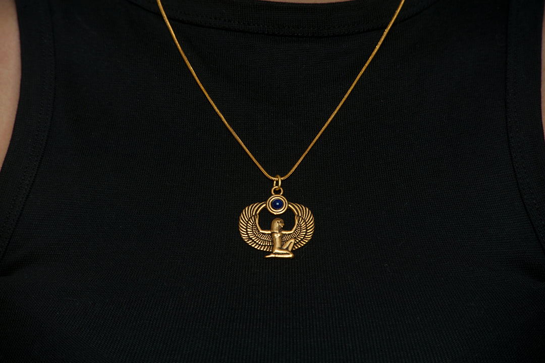 Egyptian Isis Pendant - Antique Gold Finish