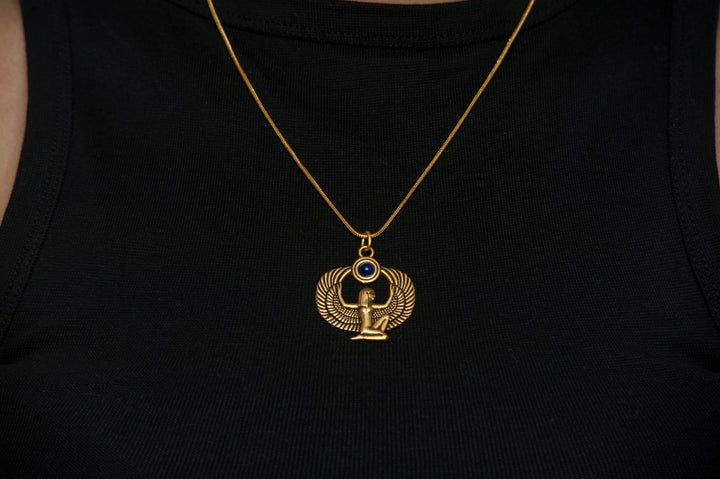 Egyptian Isis Pendant - Antique Gold Finish