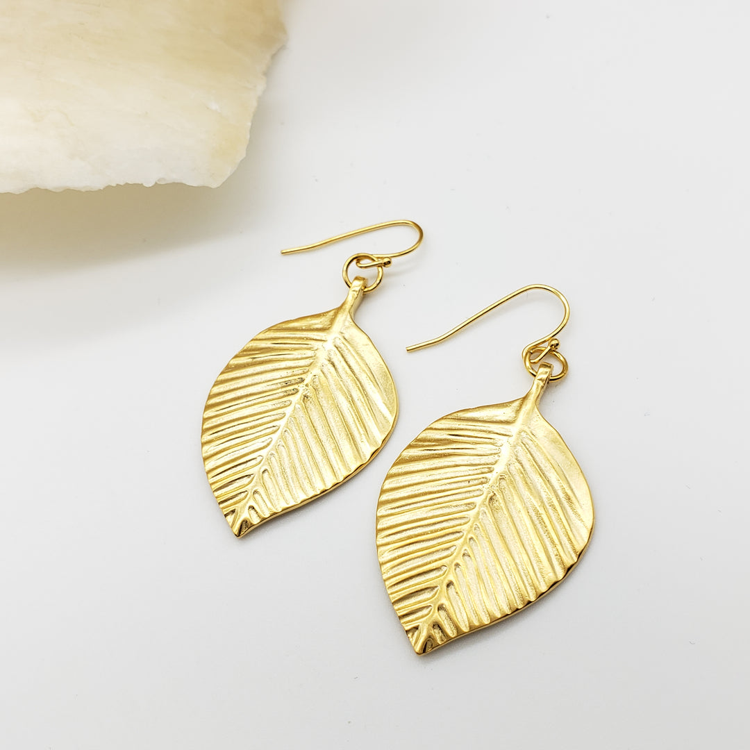 Queen Puabi Poplar Leaf Earrings