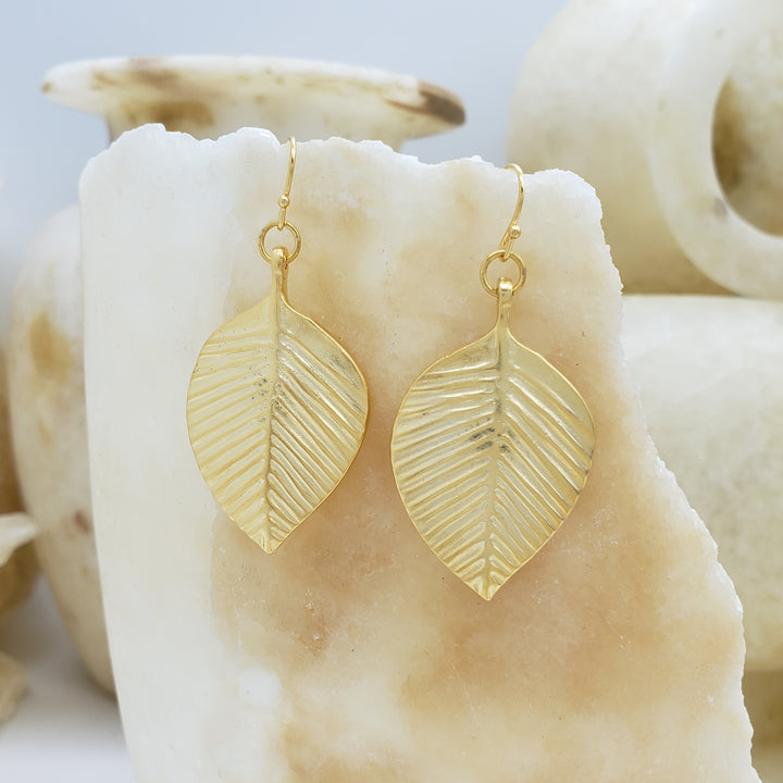 Queen Puabi Poplar Leaf Earrings