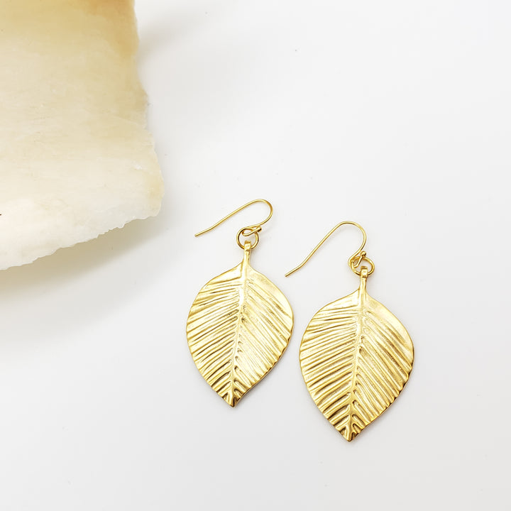 Queen Puabi Poplar Leaf Earrings