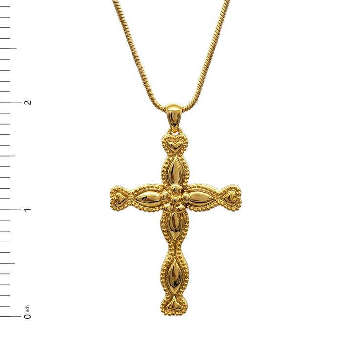 Cross with Hearts Pendant - Vermeil