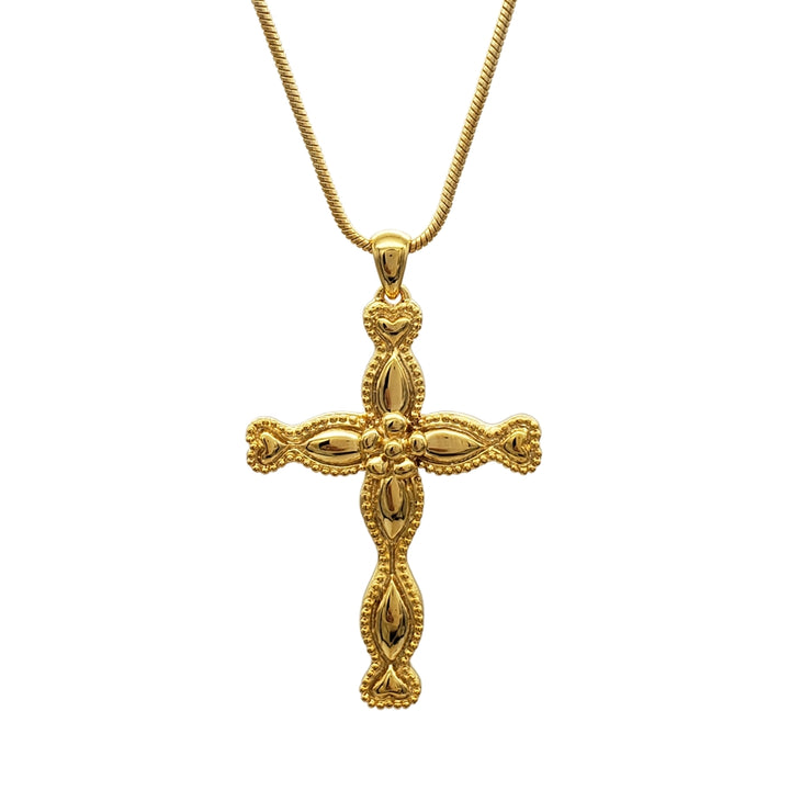 Cross with Hearts Pendant - Vermeil