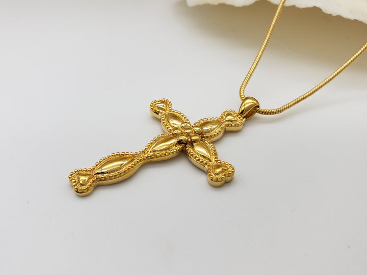 Cross with Hearts Pendant - Vermeil