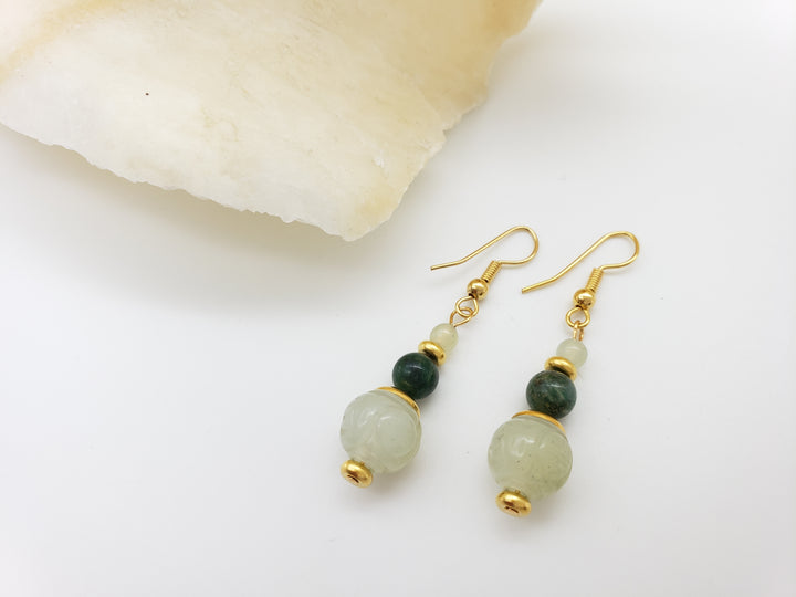 Carved Jade Dragon Earrings