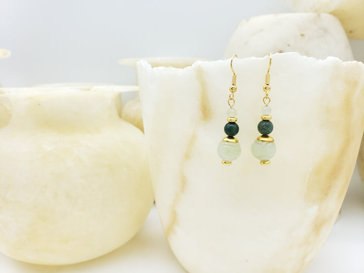 Carved Jade Dragon Earrings