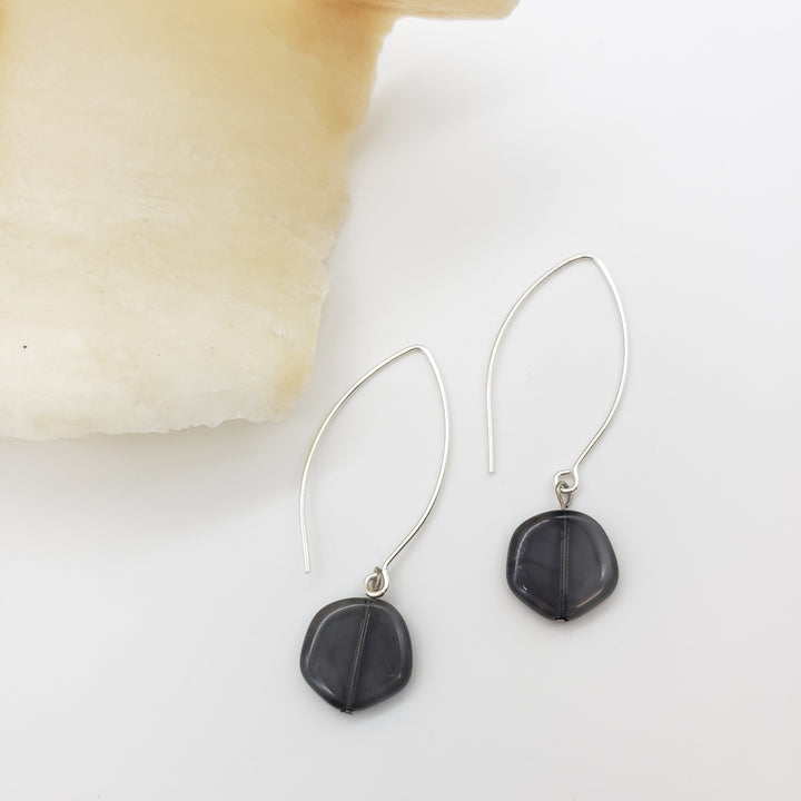 Smokey Coin Glass Earrings