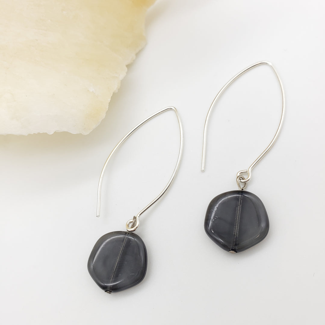 Smokey Coin Glass Earrings