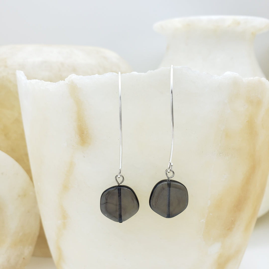 Smokey Coin Glass Earrings