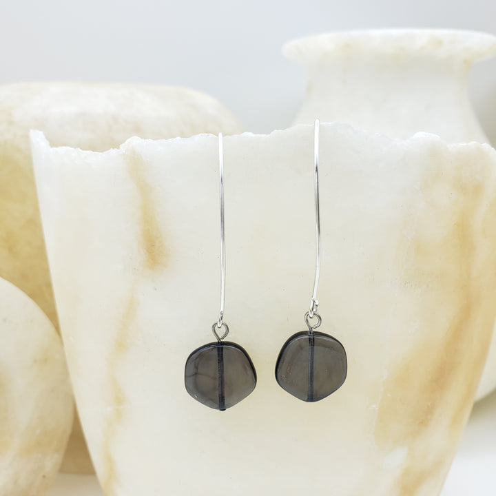 Smokey Coin Glass Earrings