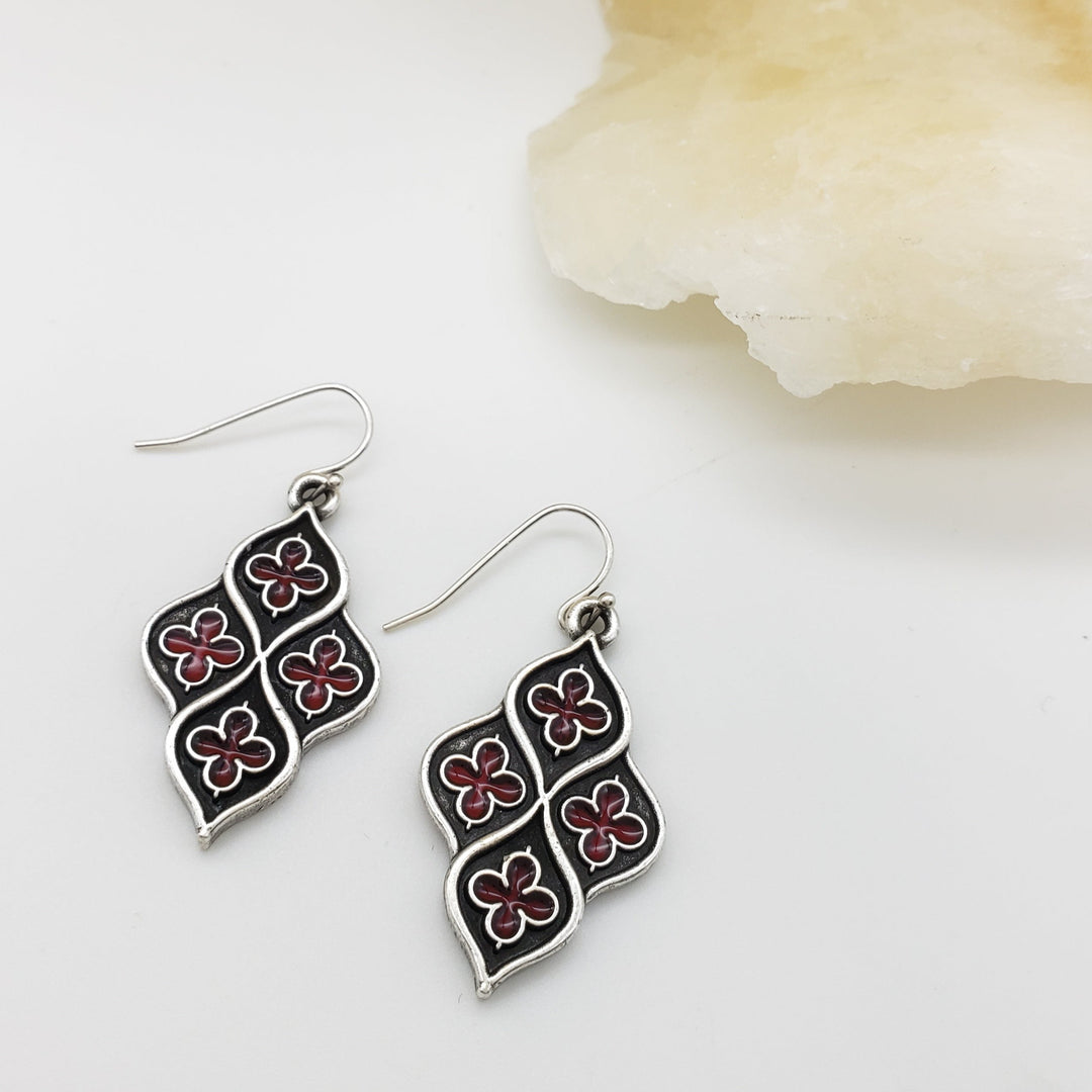 Chapel Earrings Red and Silver