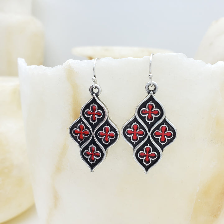 Chapel Earrings Red and Silver