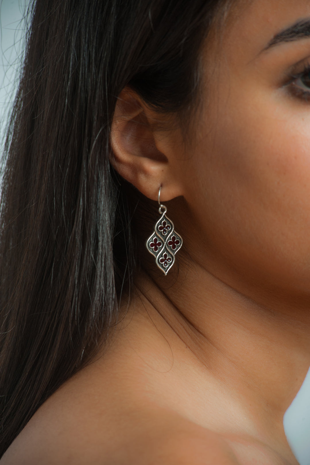 Chapel Earrings Red and Silver