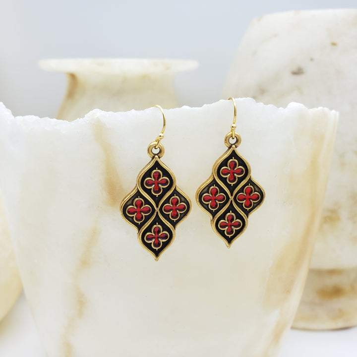 Chapel Earrings Red and Gold