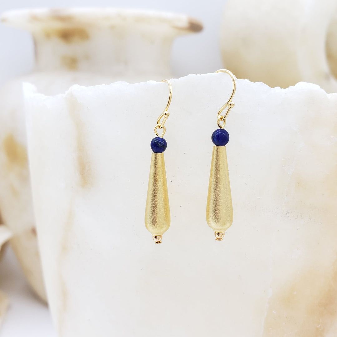 Petal Drop Earrings with Lapis