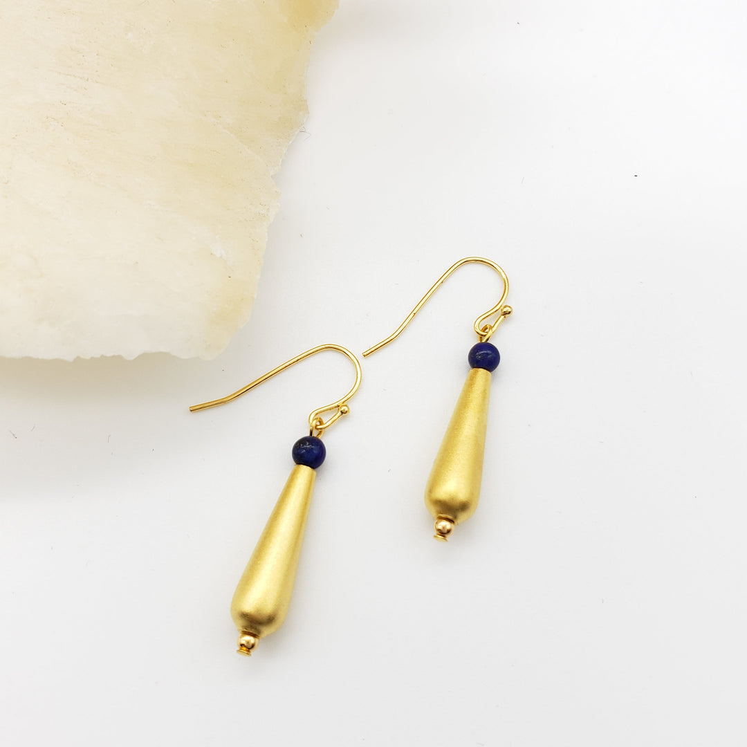 Petal Drop Earrings with Lapis