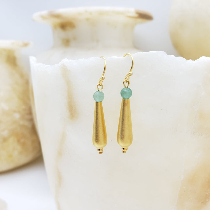 Petal Drop Earrings with Aventurine