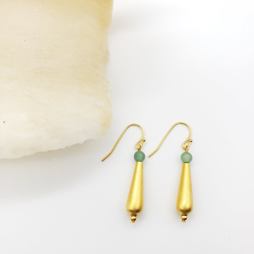 Petal Drop Earrings with Aventurine