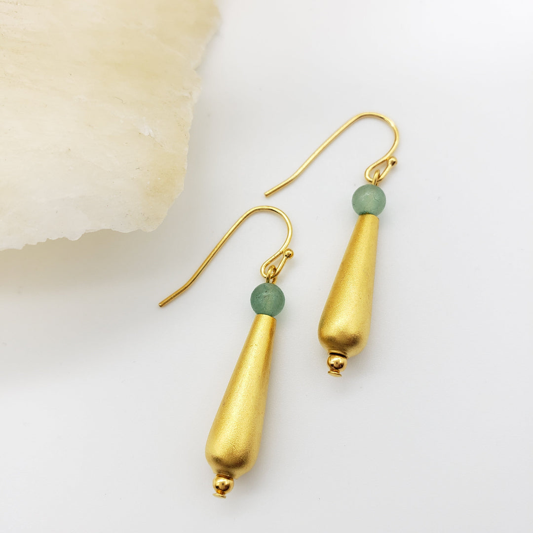 Petal Drop Earrings with Aventurine