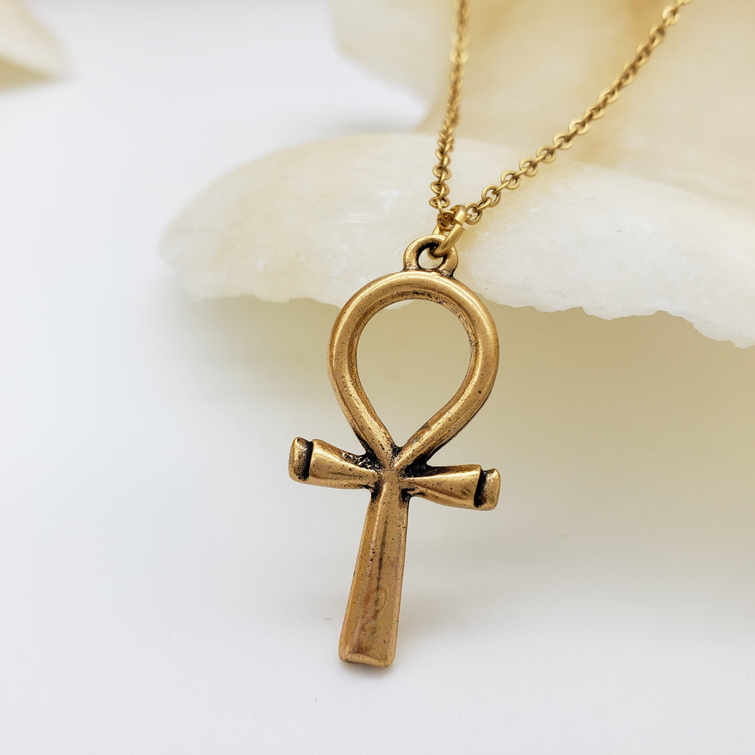 Ankh Pendant - Large, Antique Gold Finish