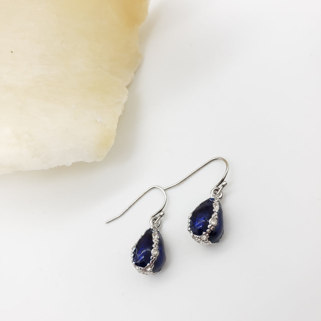 Jeweled Blue Egg Earrings