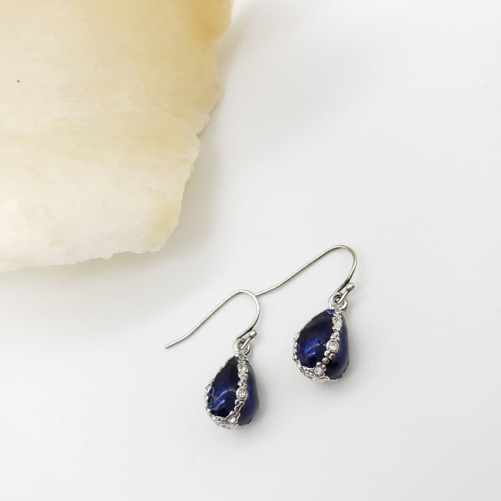 Jeweled Blue Egg Earrings