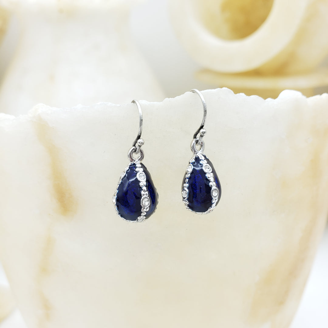 Jeweled Blue Egg Earrings