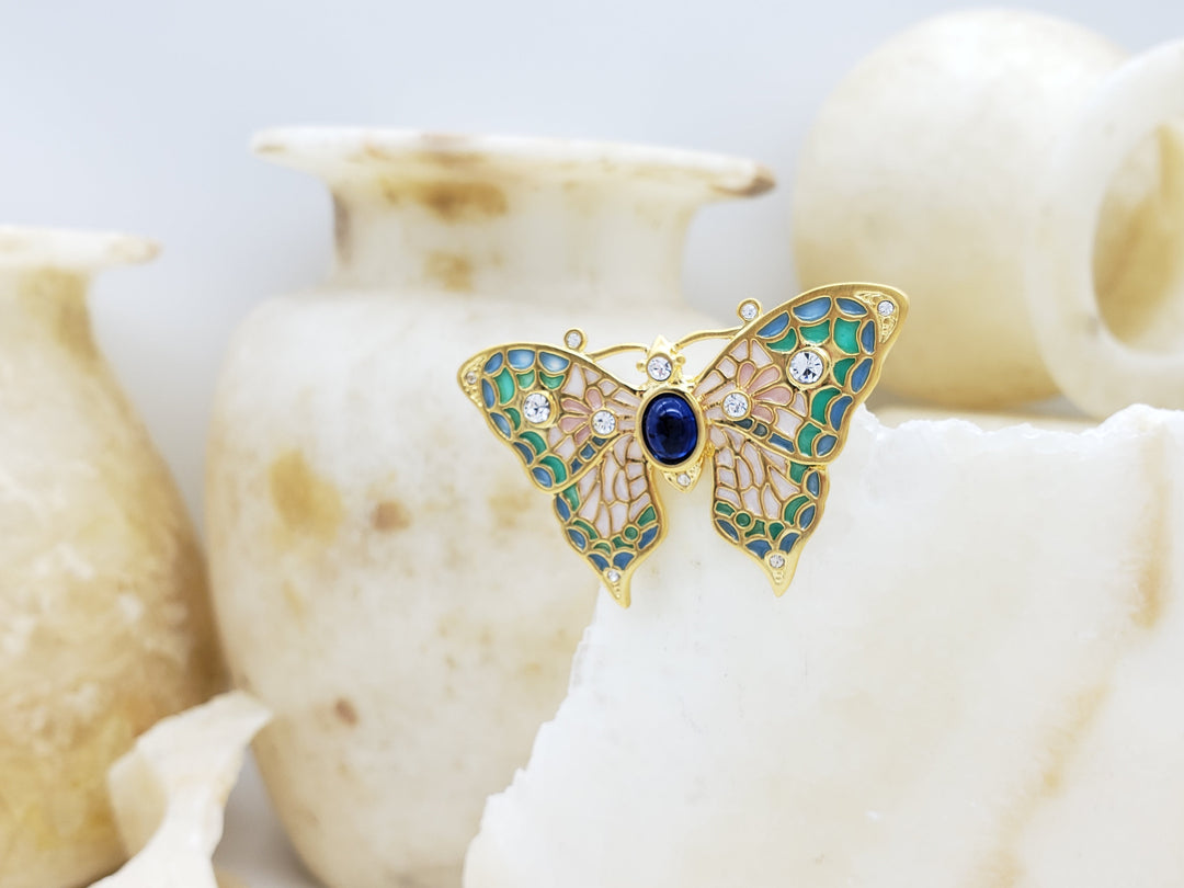 Jeweled Butterfly Brooch Pin