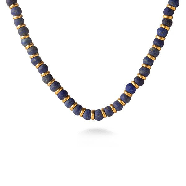 Sumerian Necklace - Lapis Lazuli Beaded Choker Necklace