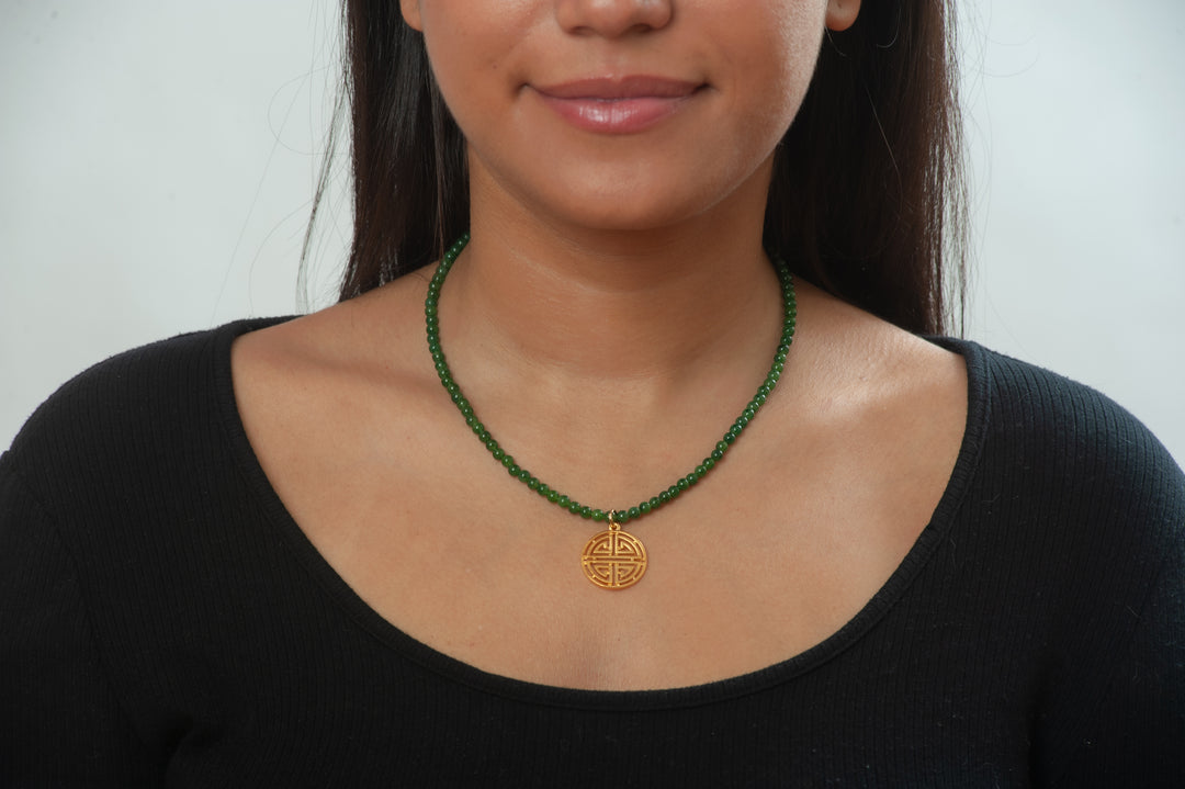 Shou Symbol and Jade Necklace