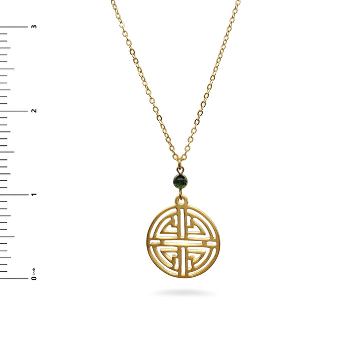 Shou Symbol Pendant Necklace with Jade