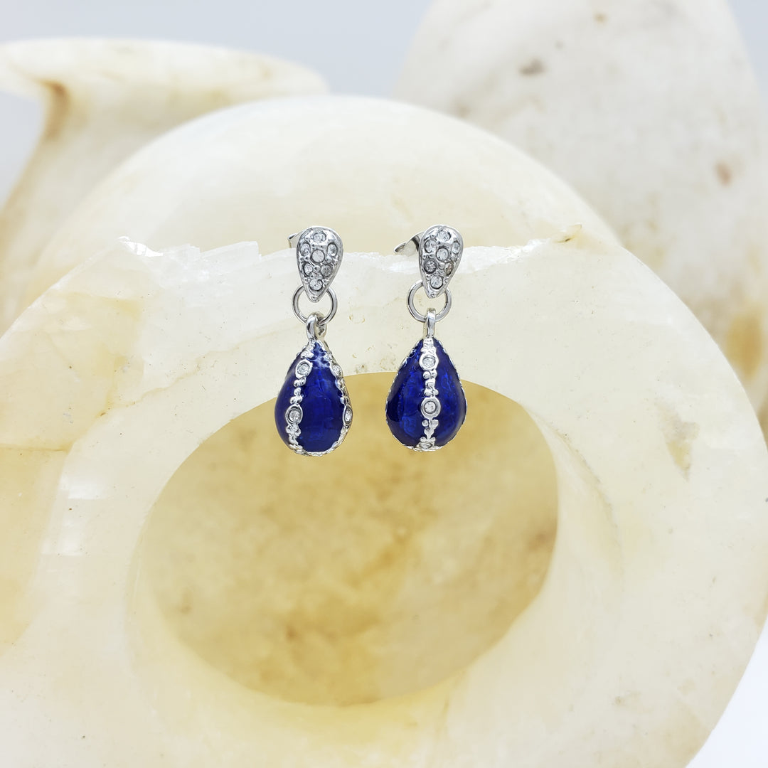 Jeweled Blue Egg Earrings