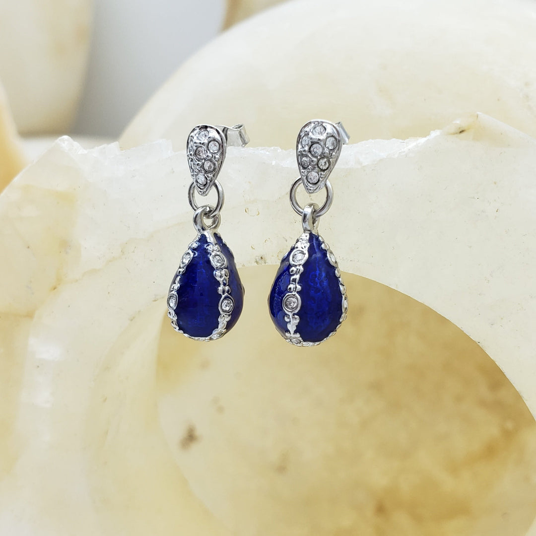 Jeweled Blue Egg Earrings