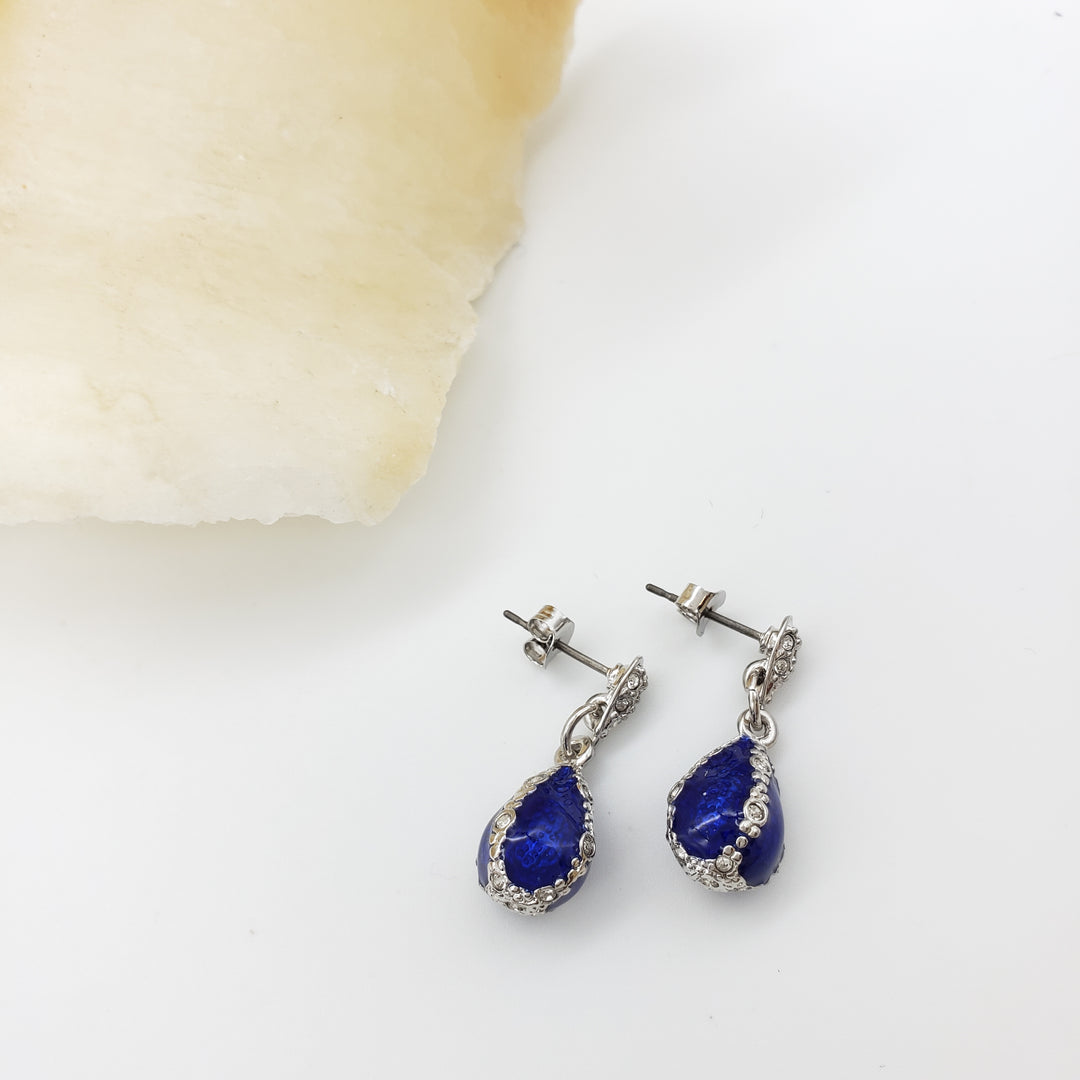 Jeweled Blue Egg Earrings