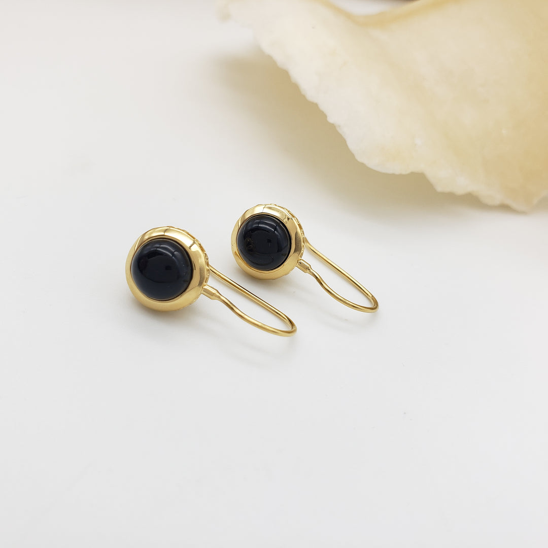 Black Onyx Dome Earrings