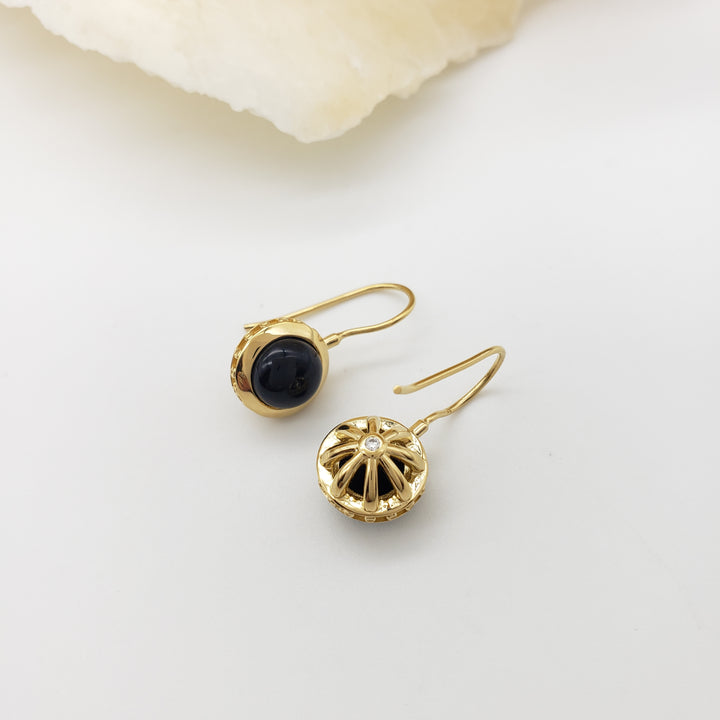 Black Onyx Dome Earrings