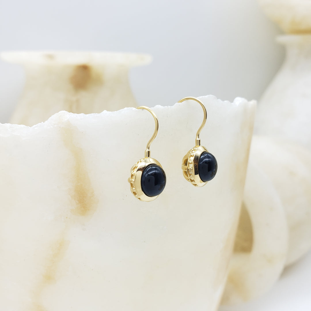 Black Onyx Dome Earrings