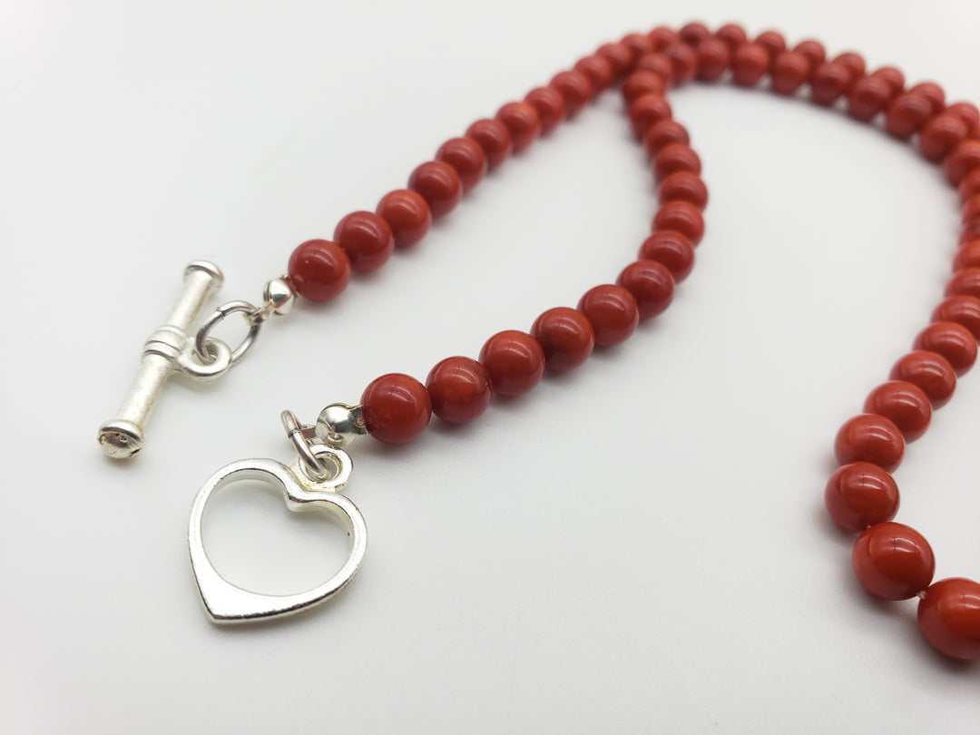 Coral Heart Toggle Necklace