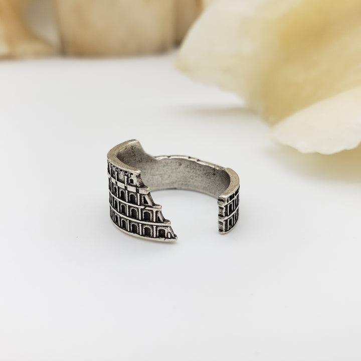 Roman Colosseum Ring - Antique Silver Finish