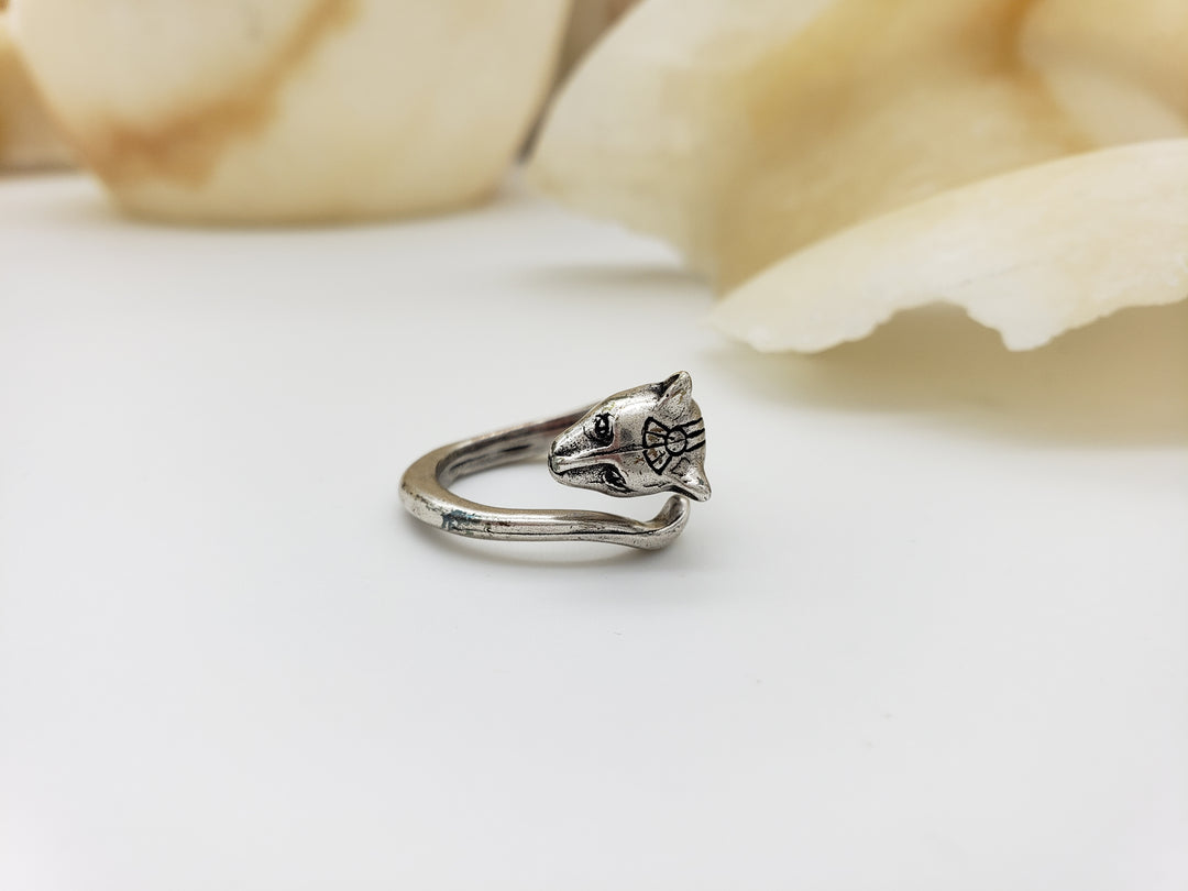 Egyptian Cat Ring - Antique Silver Finish