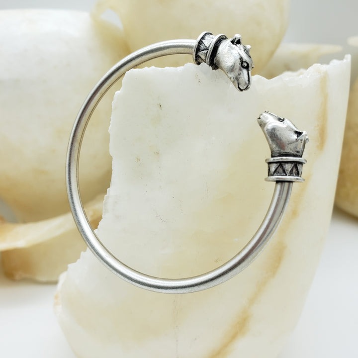 Egyptian Cat Cuff - Antique Silver Finish