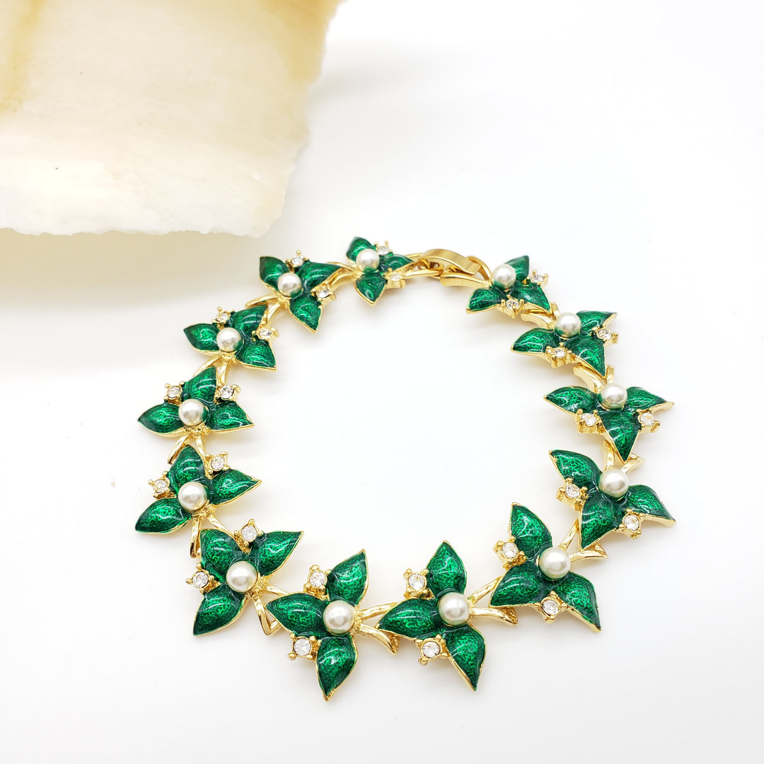 Emerald Flowers Bracelet