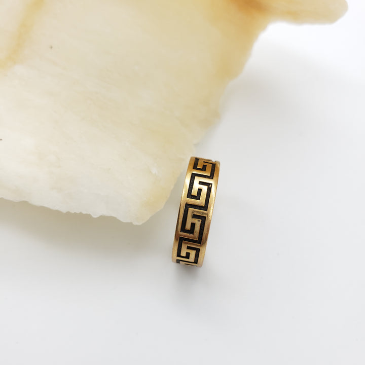 Classical Meander Ring - Antique Gold Finish