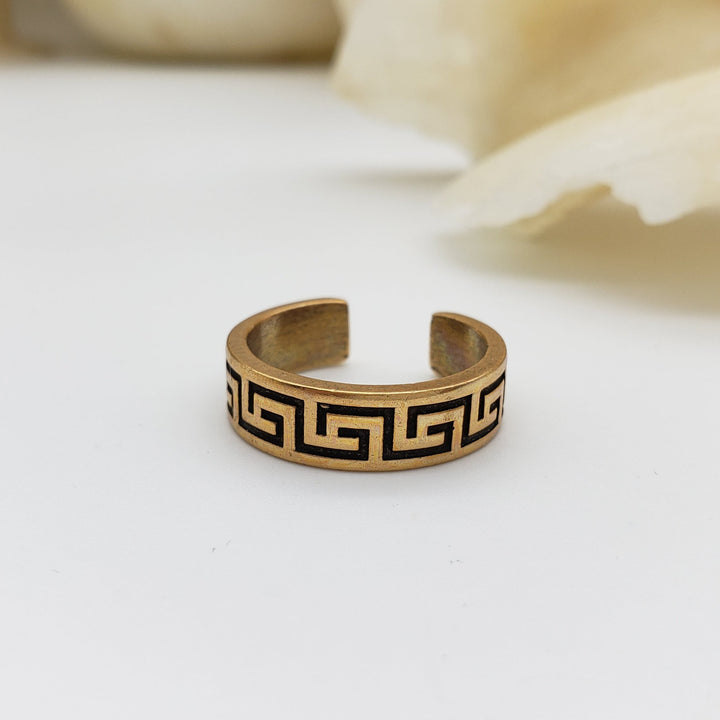 Classical Meander Ring - Antique Gold Finish