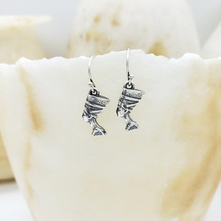 Nefertiti Earrings - Antique Silver Finish